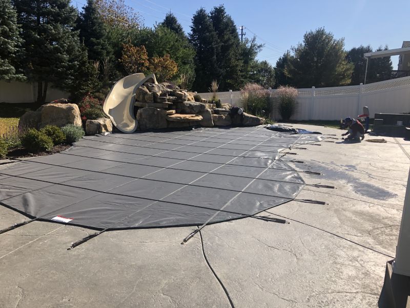 Pool covered with a Merlin pool cover